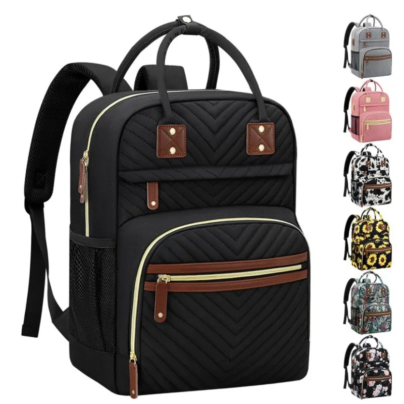 Large Capacity Diaper Bag Lightweight Handy Double Shoulder Mom Backpack Insulated Stroller Hanging Portable Travel Bag