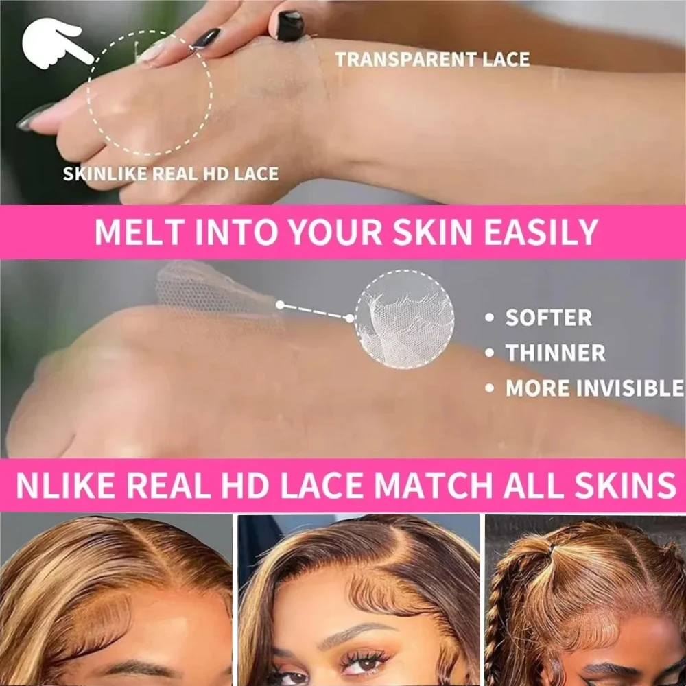 شعر الإنسان P4/27 الجسم موجة تسليط الضوء على شعر مستعار 18-46 بوصة 13x4 13x6 HD الدانتيل الشفاف شعر مستعار أمامي قبل قطعها 200% كثافة شعر ريمي #5