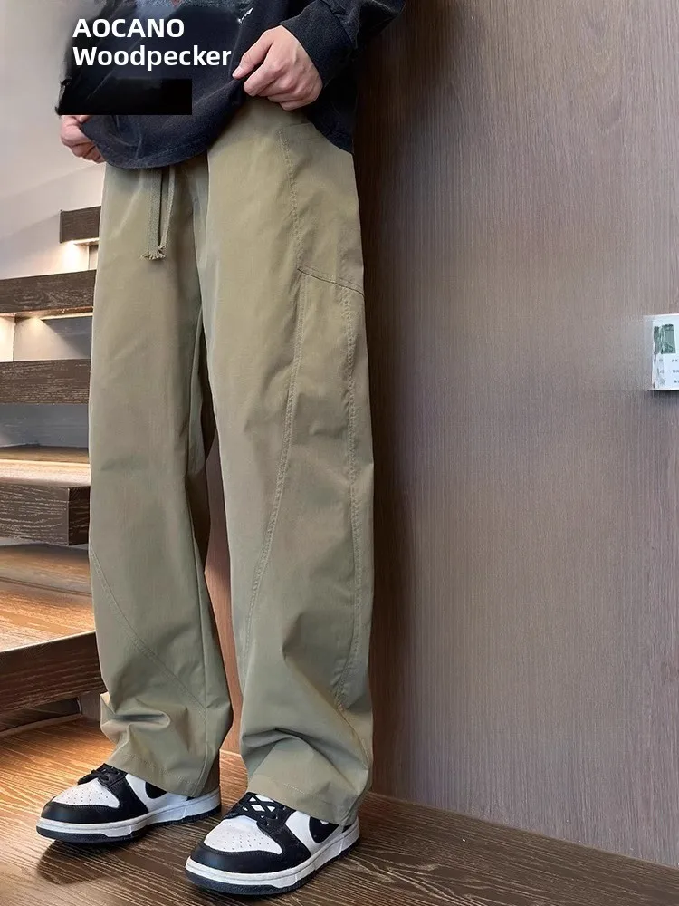 

Американская рабочая одежда, брюки, мужские летние тонкие брюки из ледяного шелка, повседневные спортивные длинные брюки, свободные прямые брюки