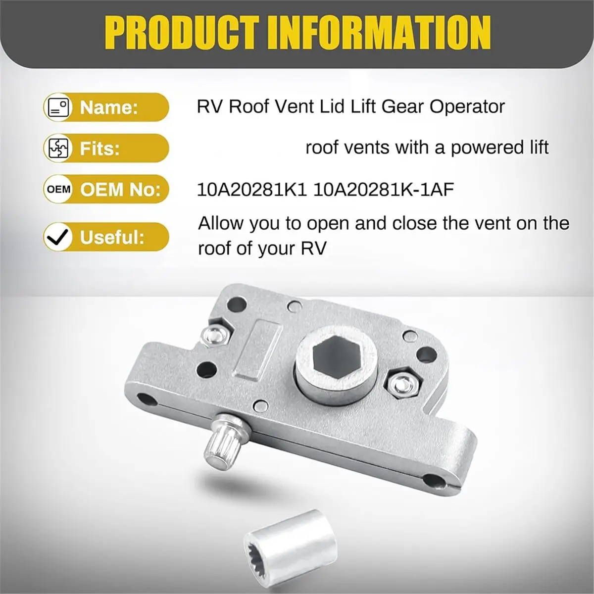 10A20281K1 RV Roof Fan Vent Cover Lid Lift Gear Operator Mechanism,for MaxxFan Plus Deluxe Fan,RV Roof Vent Lift