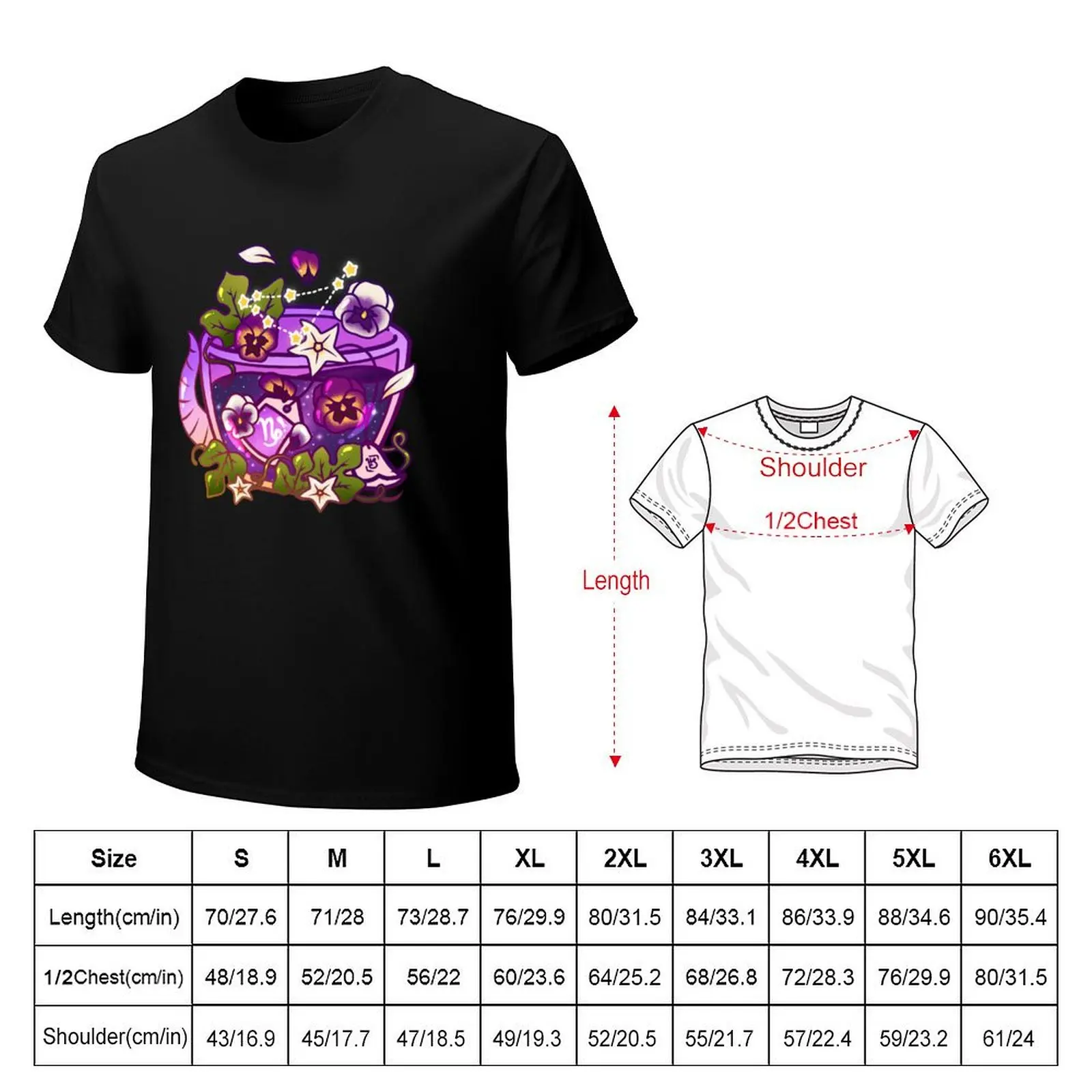 Capricorn Zodiac Teacup T-Shirt Plus Size Basic Short Sleeve Top