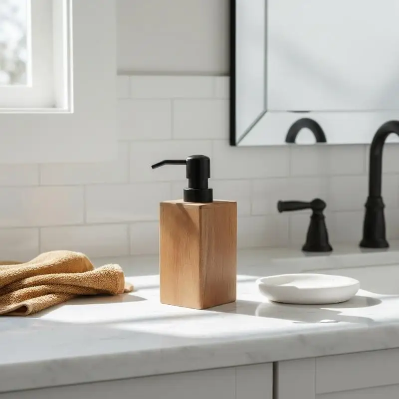 

Luxury Wooden Soap Dispenser Hand & Lotion Bathroom Accessory - Ideal For Home & TravelSoap Bar Dispenser