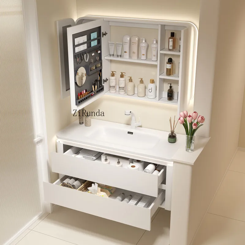 

Встроенный шкаф для ванной комнаты с керамической раковиной, тумба с интегрированной раковиной для мытья рук