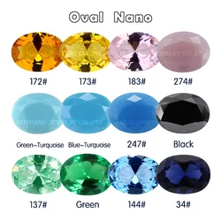 Oval shaped synthetic gemstone nano material pink Golden Green Sea Blue Synthetic gemstone for jewelry inlay can be wax inlaid