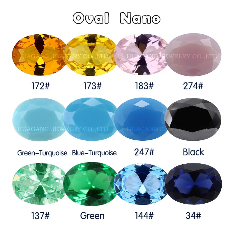 Oval Shaped Synthetic Gemstone Nano Material Pink Golden Green Sea Blue Synthetic Gemstone for Jewelry Inlay Can Be Wax Inlaid