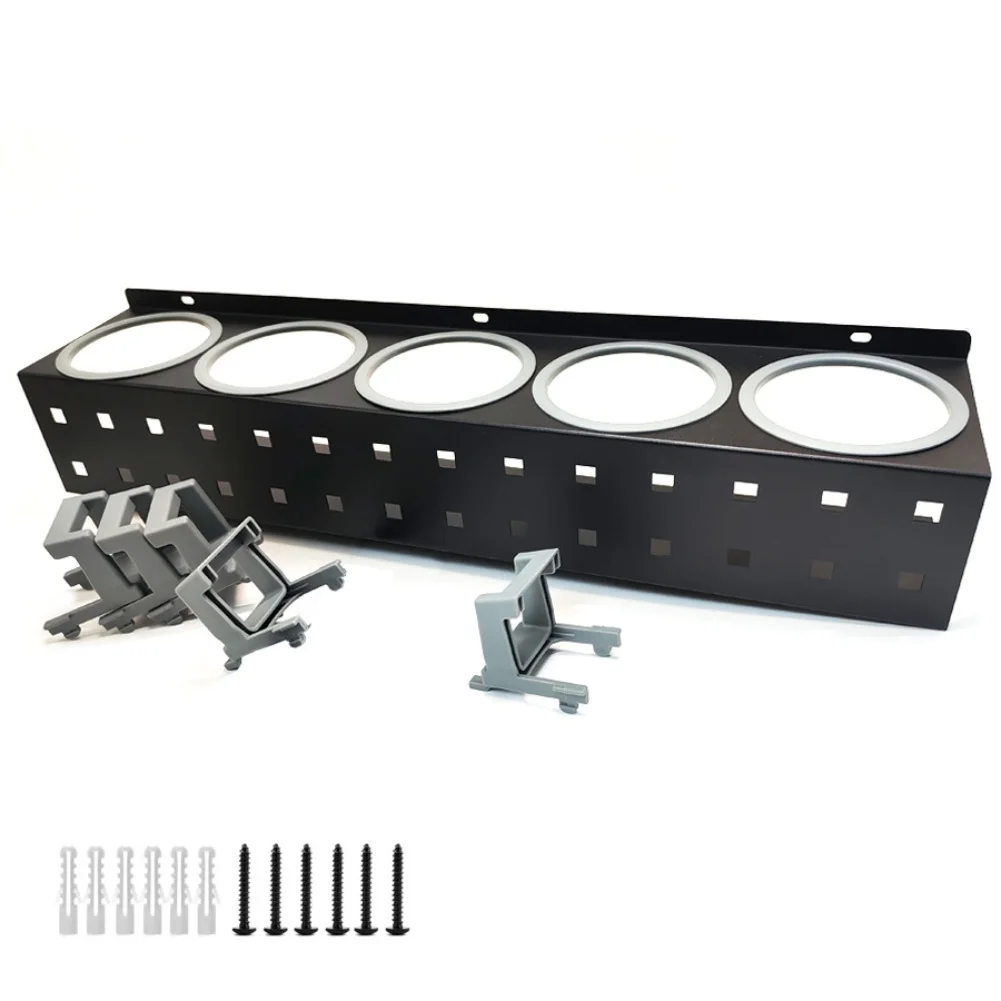 Spray Bottle Holder Wall Mounted For Space Saving Design 5 Holes 5 Hooks 53x11x8.5cm Red Black Cold Rolled Steel