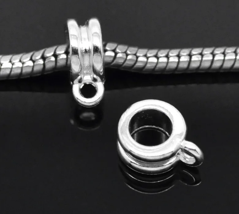 DoreenBeads Silver color Clip & Lock Bail Beads Fit European Charm 13x10mm,10PCs,  New