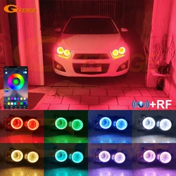For Chevrolet AVEO Sonic T300 RF Remote Bluetooth-Compatible APP Multi-Color Ultra Bright RGB LED Angel Eyes Kit Halo Rings