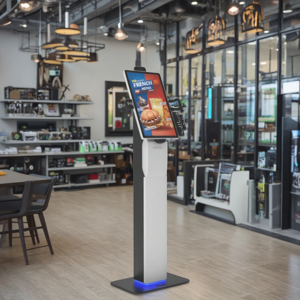 محطة طلب الخدمة الذاتية الداخلية من T كشك، حامل أرضي من الشركة المصنعة OEM، طابعة عرض القائمة الذكية لسطح المكتب، المدفوعات الرقمية