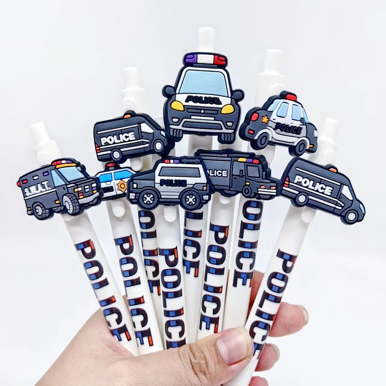 9 قطعة/12 قطعة الأبيض الإبداعية سيارة الشرطة طالب توقيع أقلام حبر جاف دراسة اللوازم المكتبية هدية