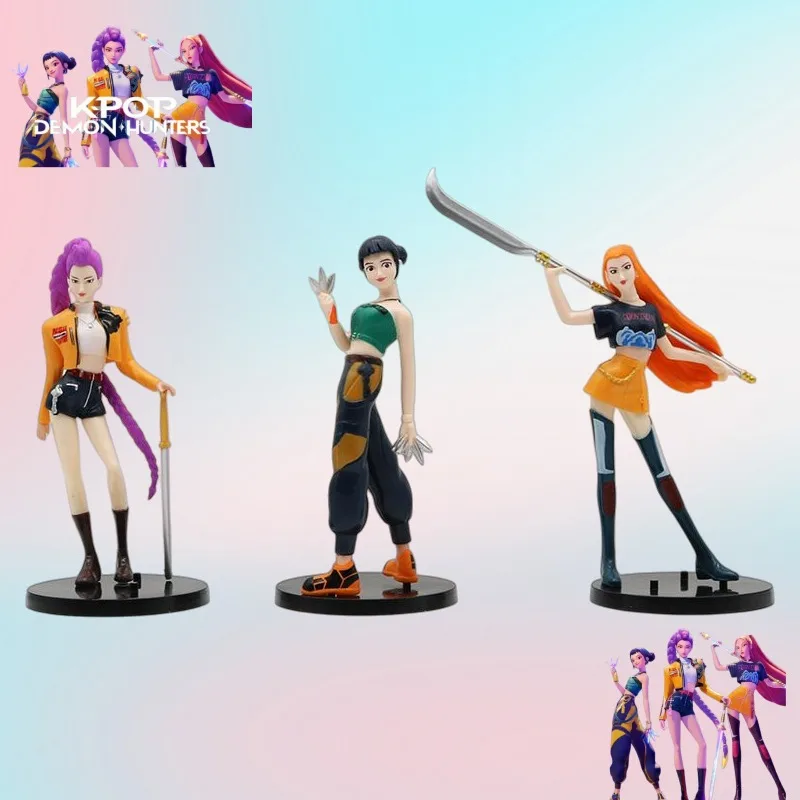 KPop デーモンハンターズ アニメ ルミ ミラ ゾーイ フィギュア、ファッショナブルでキュートなデスクトップデコレーション、男性と女性向け、素敵なギフト