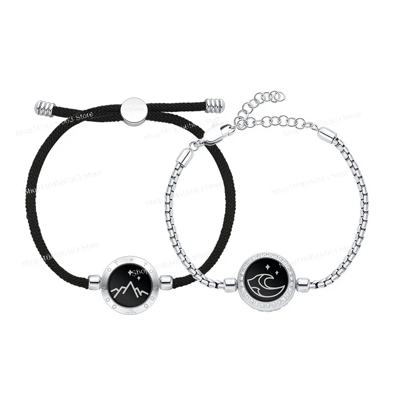 Smart Interactive Long Distance Couple Bracelet Vibration Sensor Lover Gift Romantic LED Notification