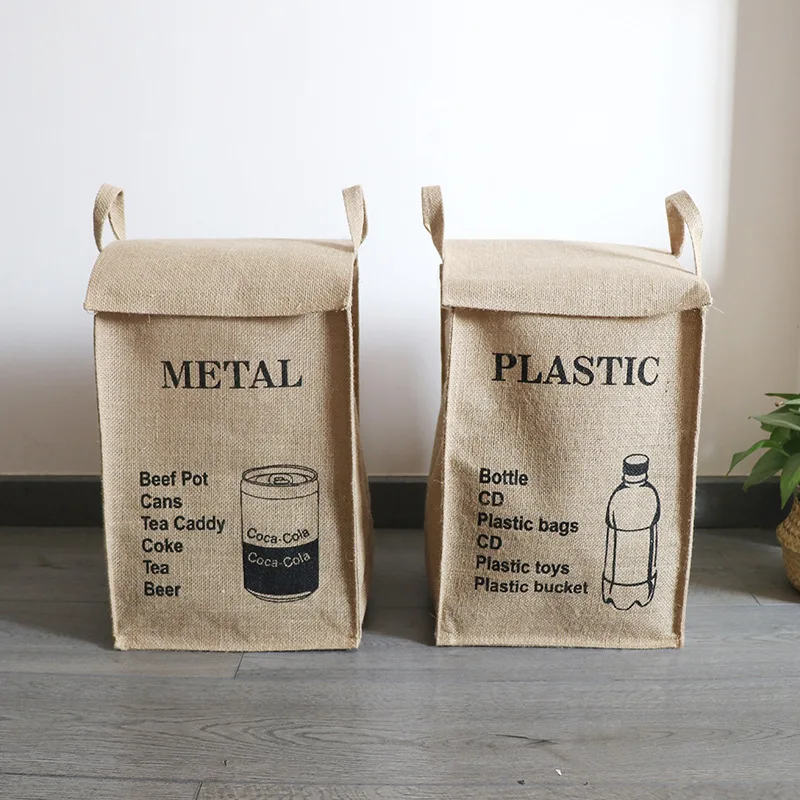 Nordic INS Wind Large-capacity Natural Jute Storage Box Fabric Dirty Clothes Basket Sundries Classification Storage Bag