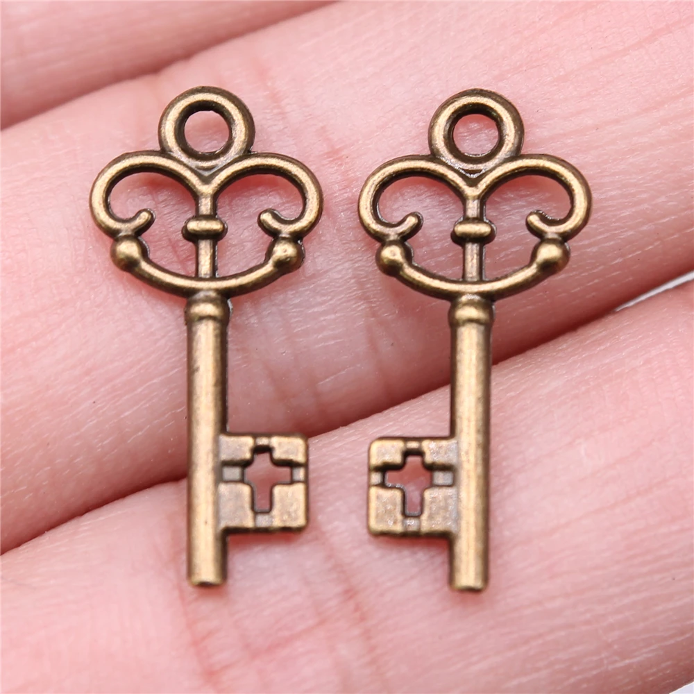 WYSIWYG 20pcs 10x23mm 4 Colors Trendy Key Charms Pendants For Jewelry Making DIY Jewelry Findings Jewelry Accessories