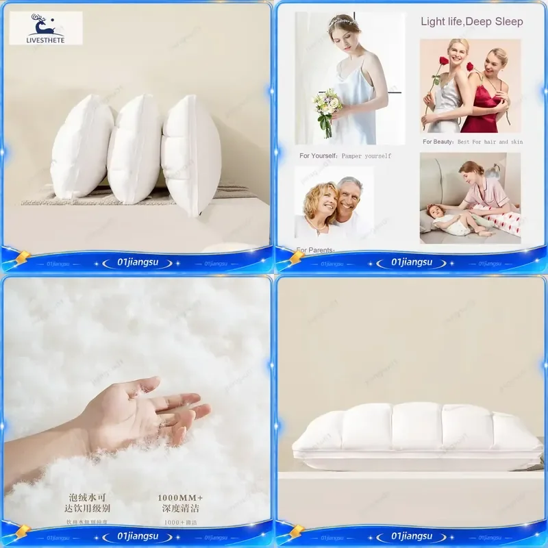 Luxury 100 Percent Goose Down Pillow 3D Bread Shape Neck Protection Down Proof Bed Pillows 100 Cotton Queen King Size For