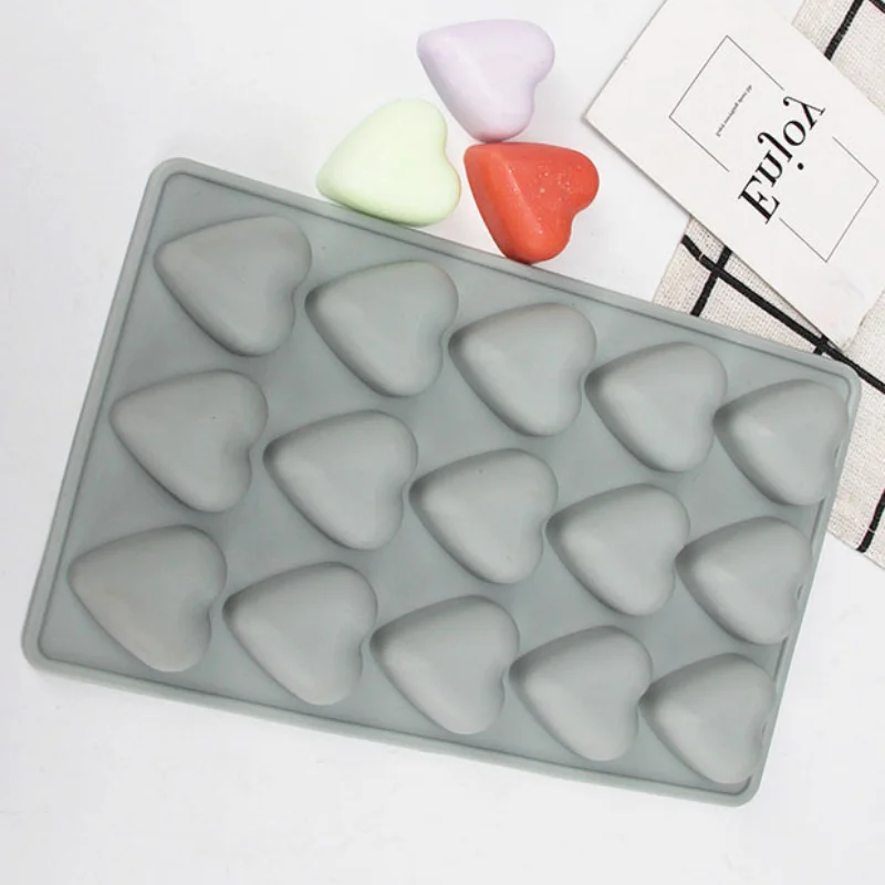 15 Cavities Love Shape Silicone Baking Mold DIY Heart Chocolate Ice Making Set Cake Decor Valentine\'s Day Gift Soap Candle Mould