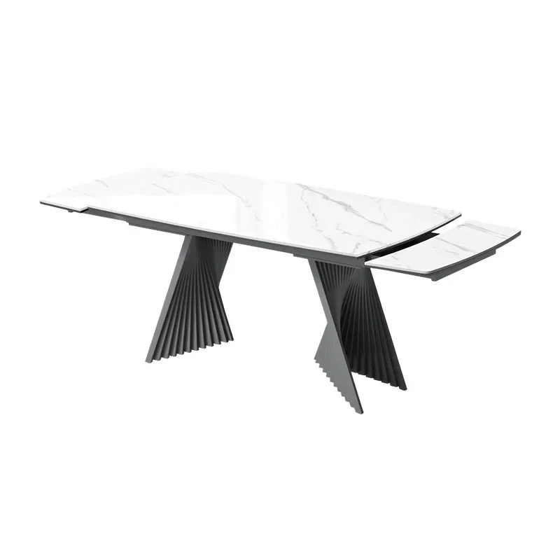 

Rock slab dining table and chair combination, modern small apartment designer rectangular dining table
