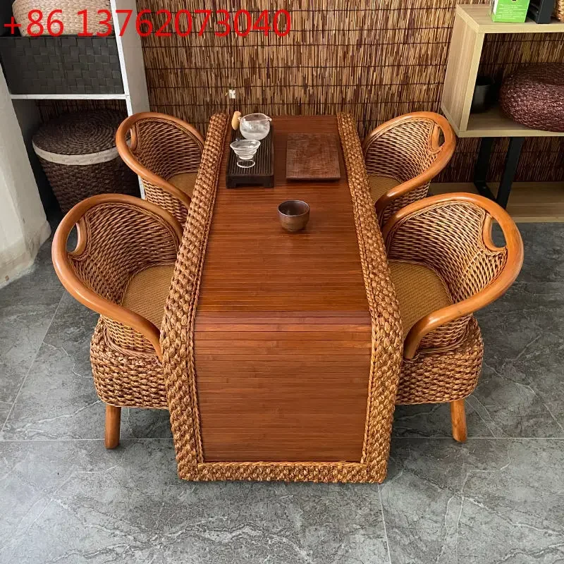 Balcony rattan simple kung fu tea table small apartment home tea retro tea table