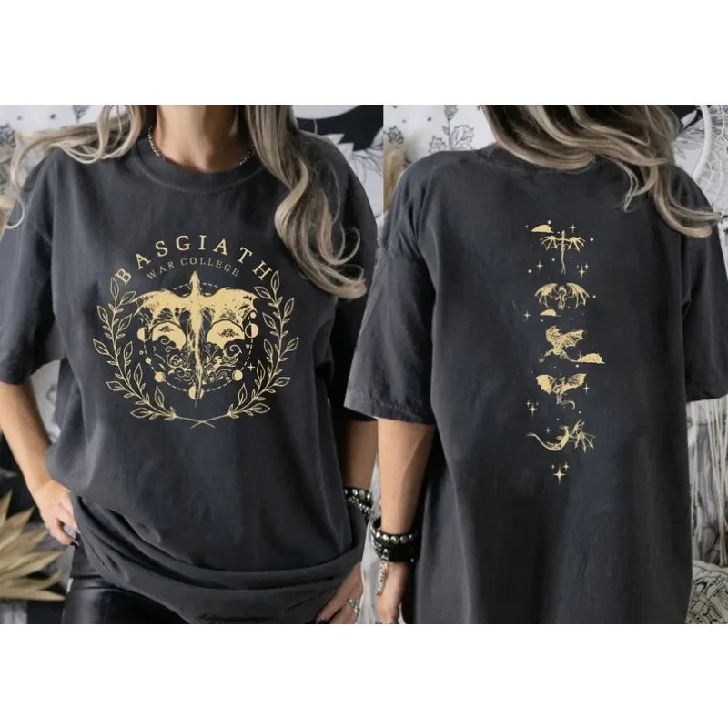 Retro Basquias War College Double Sided Shirt, Fourth Wing T-shirt, Women's T-shirt, Four Seasons New, Unisex T-shirt