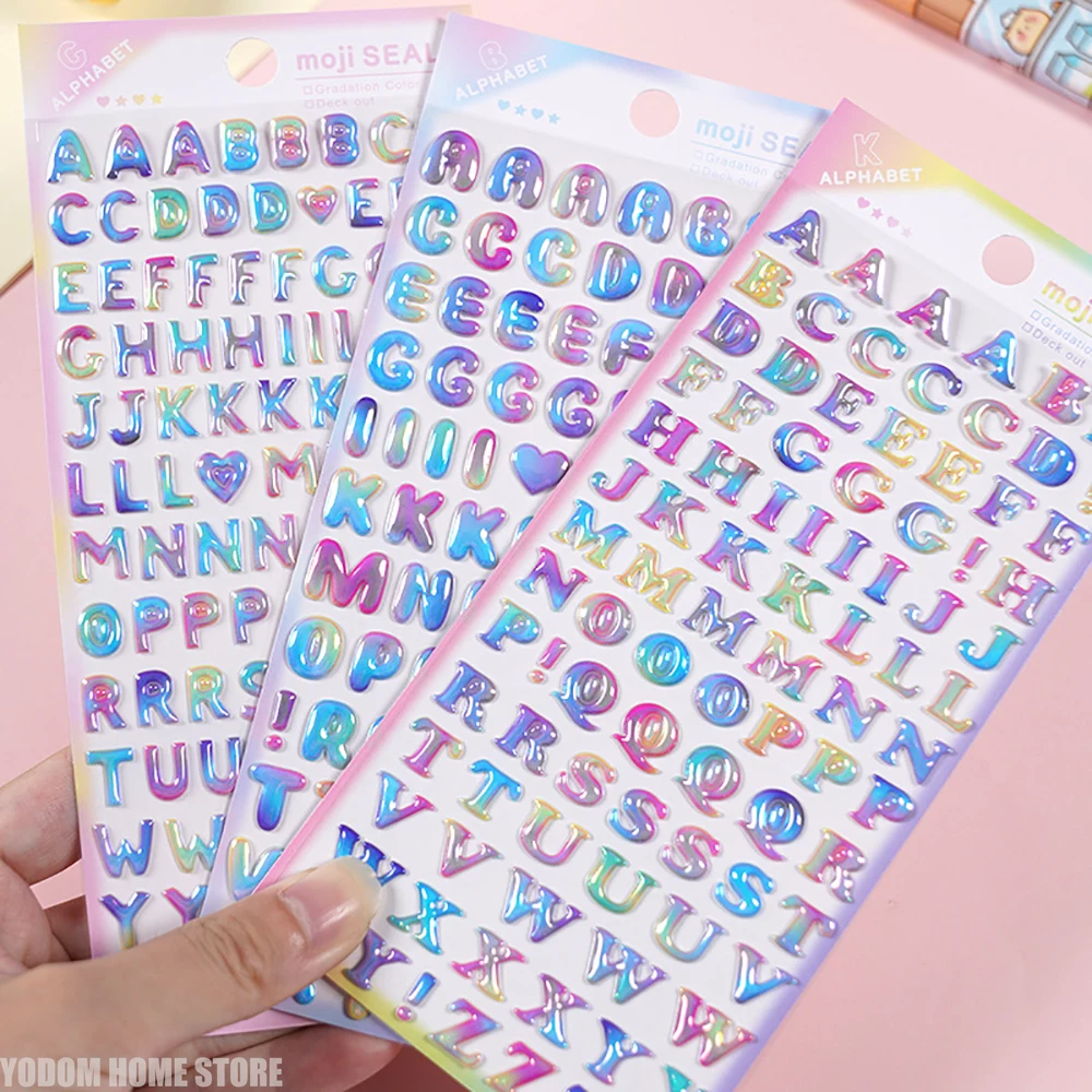 3D Rainbow Bubble English Alphabet Stickers | Kids ABC Learning Reward Stickers (Random)