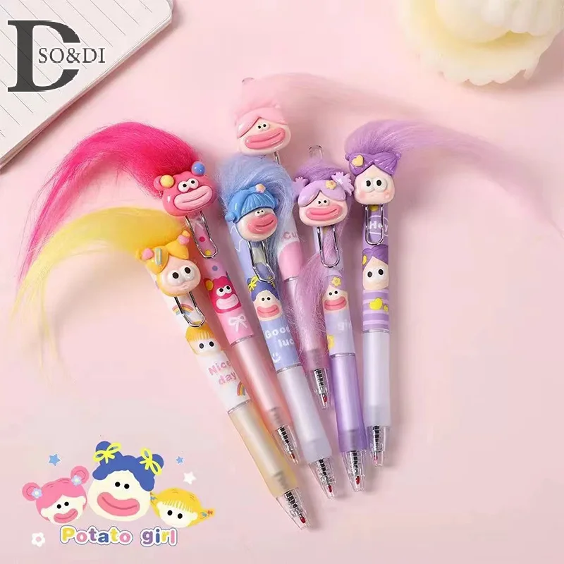 Desenhos animados Explosão Cabelo Salsicha Boca Gel Pen, Adorável Criativa de Secagem Rápida Canetas, Material escolar e de Escritório, Boneca Papelaria, 1Pc