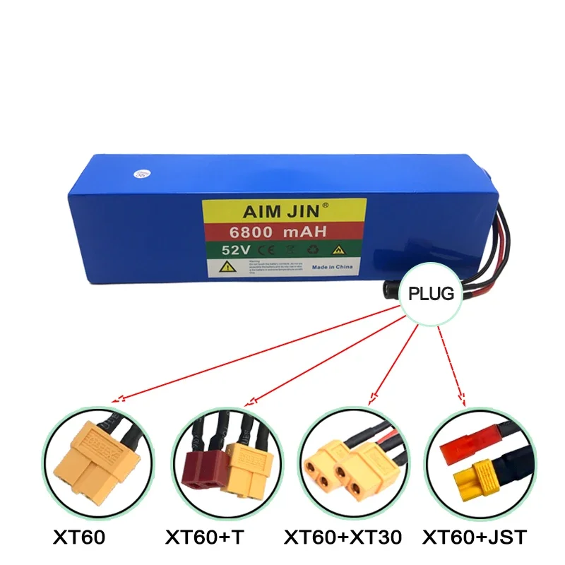 52V 6800mAh Rechargeable Lithium Battery Pack 14S2P 6.8Ah Built-in BMS Li-Ion Battery