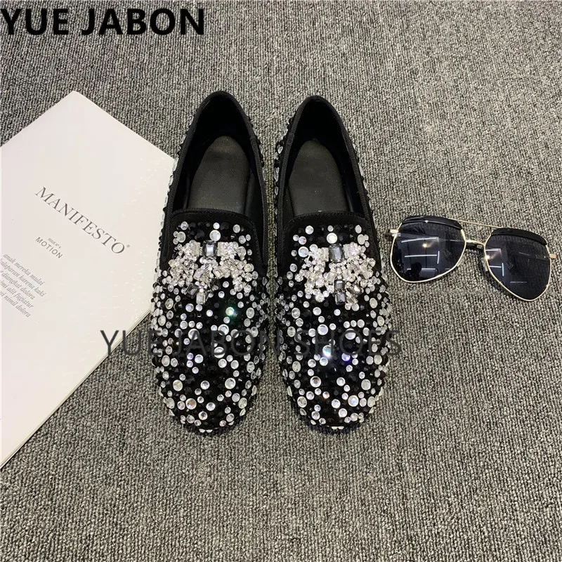 Luxury Silver rhinestones sneakers Slip on bling bling mixed color flat shoes crystal women casual shoes footwear dot Loafers