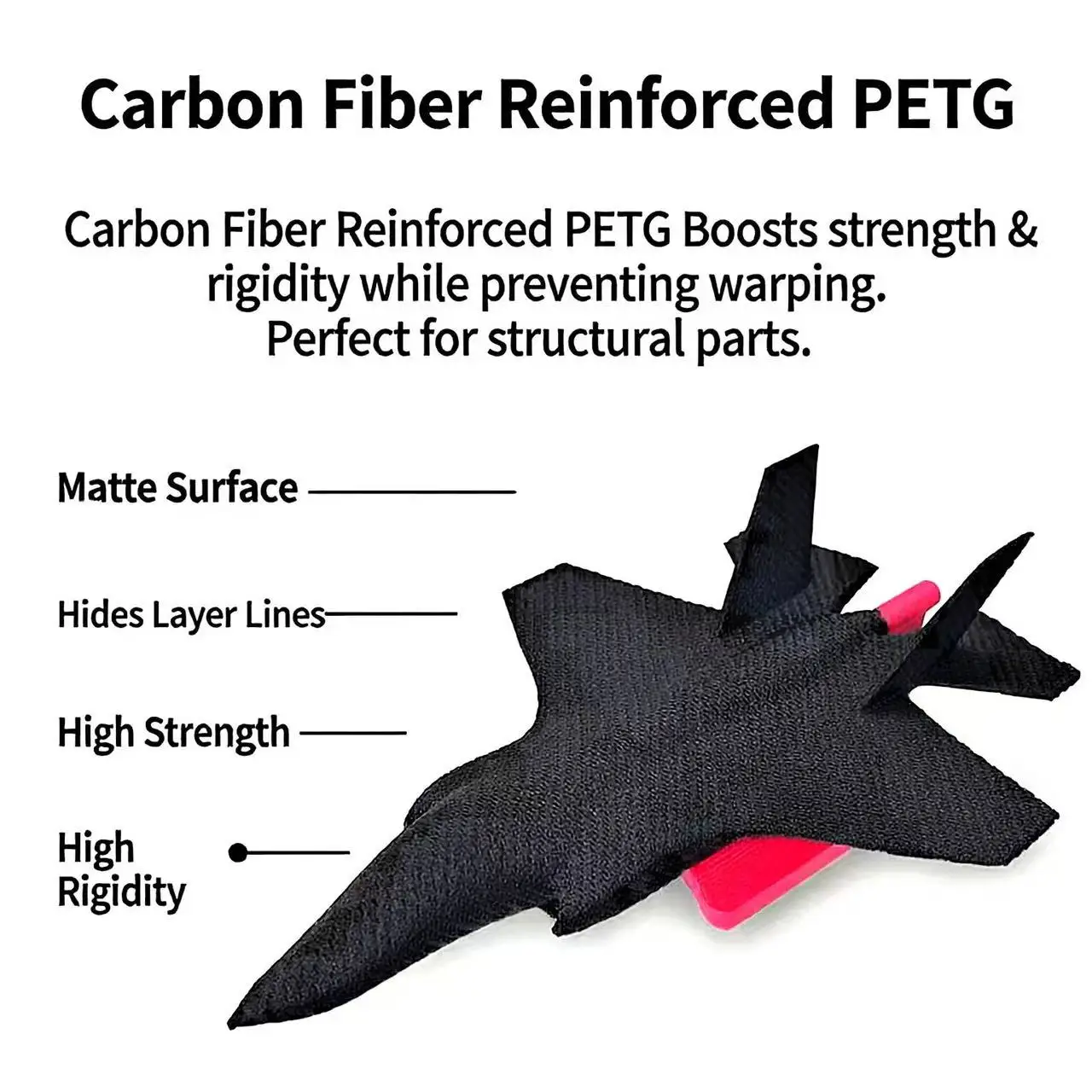 1KG PETG-CF Carbon Fiber 3D Printer Filament 1.75mm High Strength High Toughness Carbon Fiber Reinforced PETG for 3D Printing view 2