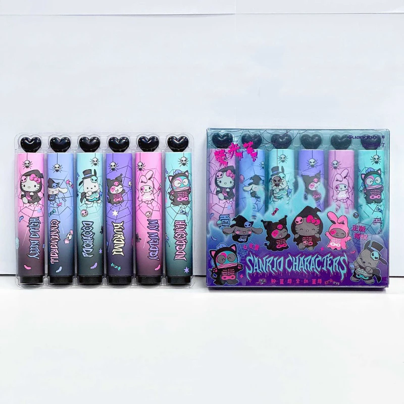 

Набор из 24 маркеров Sanrio Kuromi Melody Pochacco, 6 цветов, милые мини-маркеры для рисования, рекламный подарок, канцелярские товары для офиса и школы