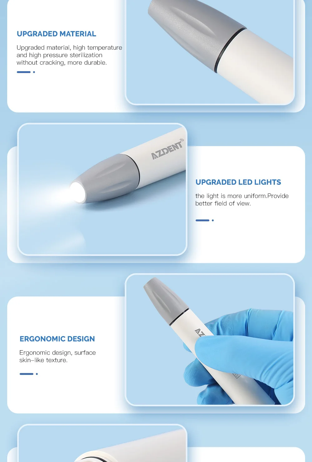 AZDENT Dental Ultraschall-Piezo-Scaler-Handstück mit LED-Beleuchtung, Plug-in-Griff, passend für EMS Woodpecker VRN DTE SATELE Ultraschall-Scaler – Detail 21