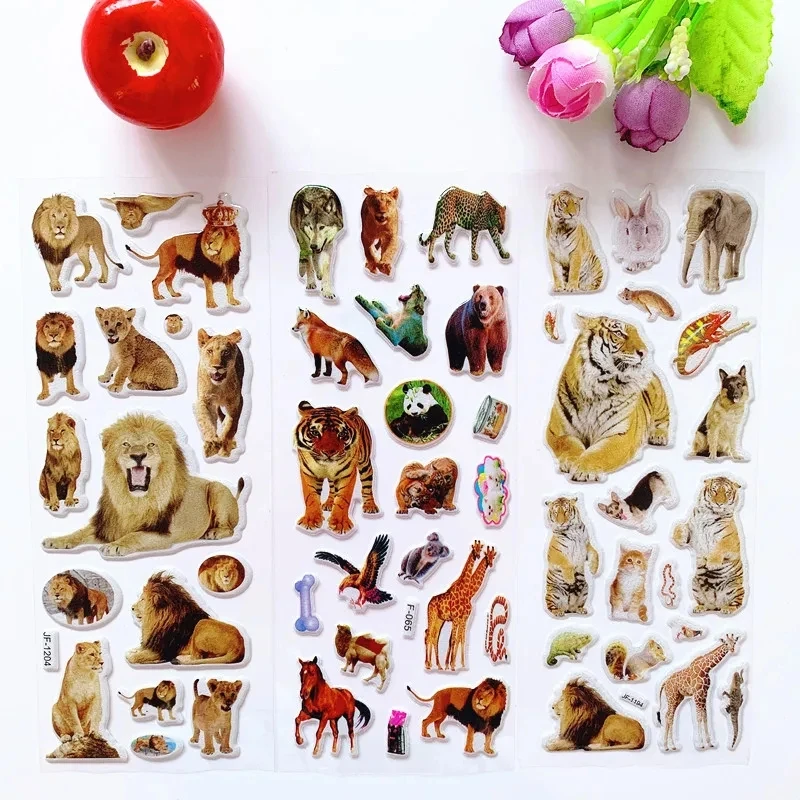 10 Sheets 3D Puffy Stickers Animals Bulk Stickers Scrapbook Decoration Birthday New Year Christmas Gifts for Kids Boys Girls view 6