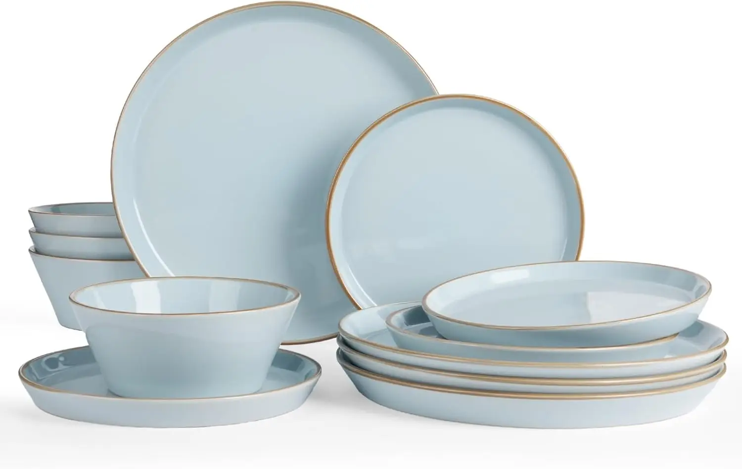 

Saturn Dinnerware Sets, Plates and Bowls Sets for 4, 12 Pieces Stoneware Dish Set - Chip and Scratch