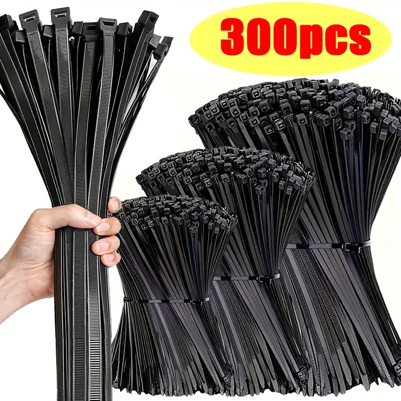 300pcs Heavy-Duty Nylon Tie-Down Straps|Waterproof and Non-Slip - Organizer for Outdoor Cables, Garden, and Home Organization