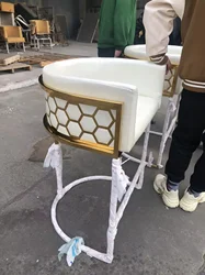 Tabouret de bar en accent d'abeille en métal doré, grand, haut, pub, ménage, îlot de comptoir de cuisine, luxe moderne