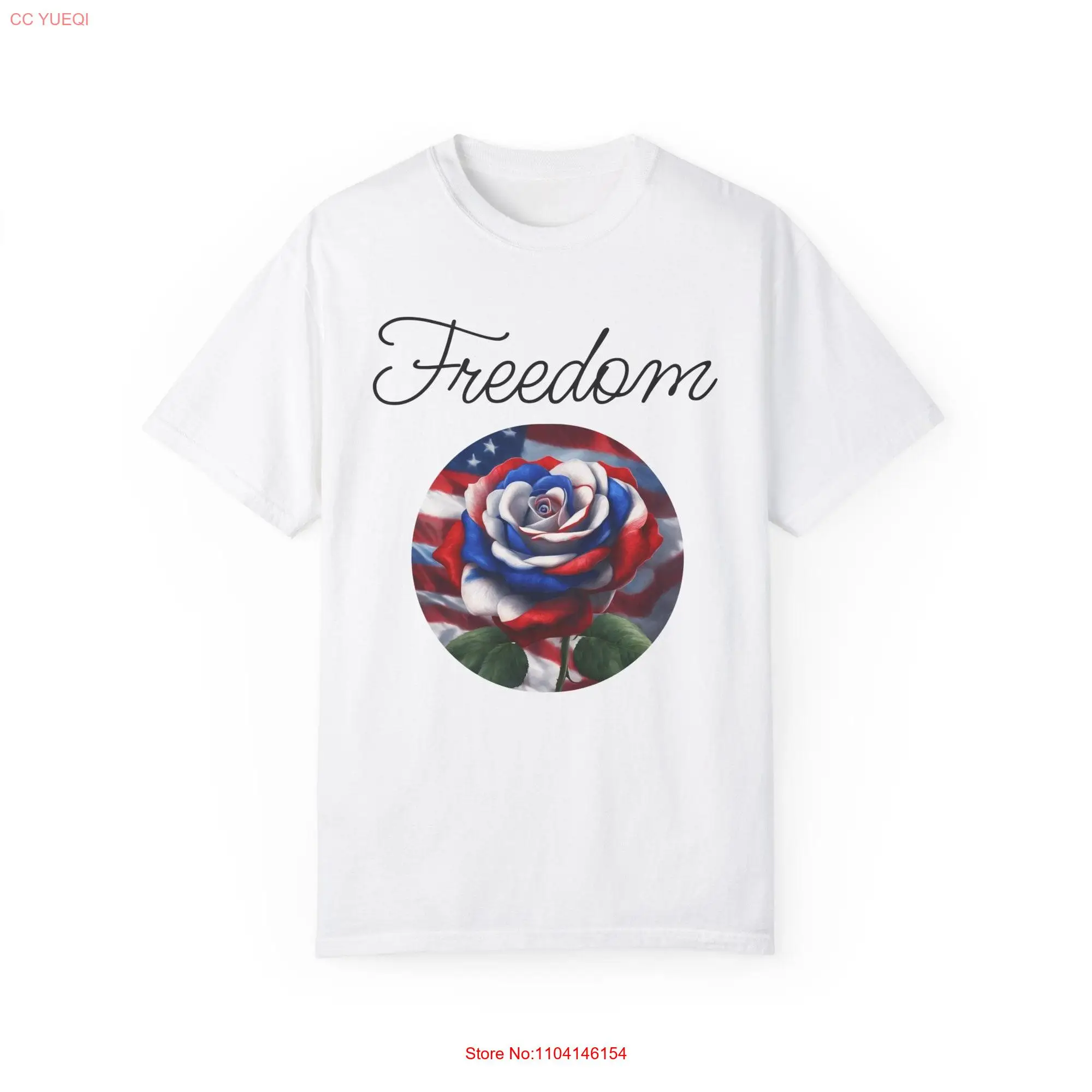 Freedom Flower T Shirt Patriotic Picnic Party Labor Day long or short sleeves