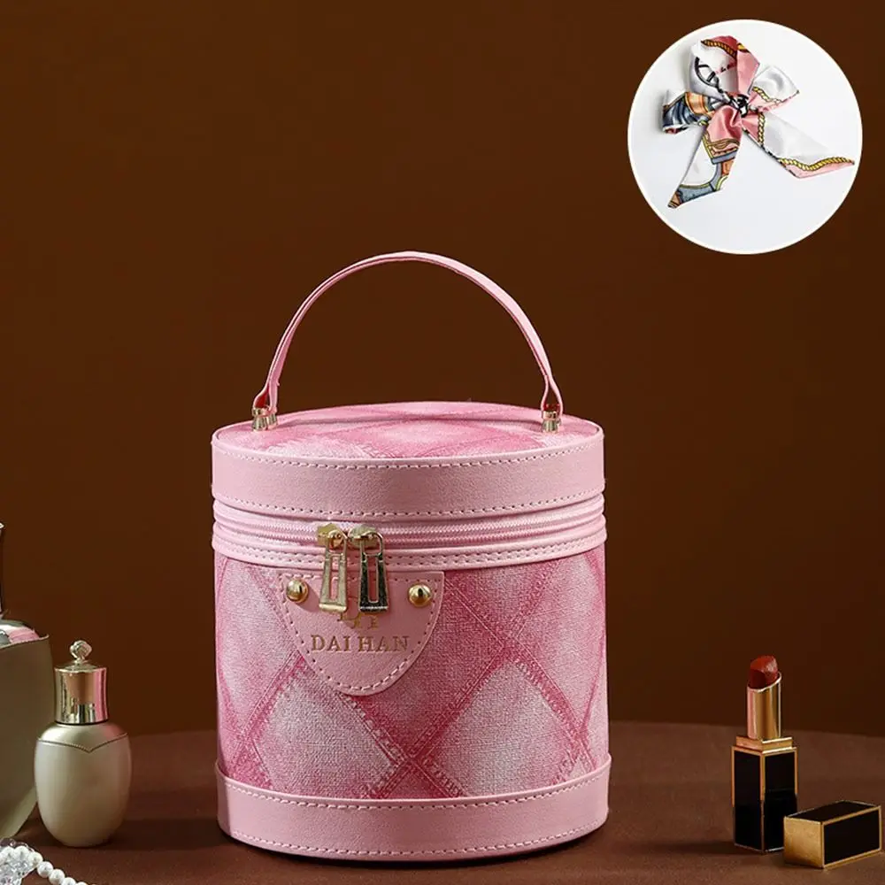 Maillard Color Bucket Bag Makeup Case Large Capacity Makeup Bag Multi-functional Waterproof Handbag