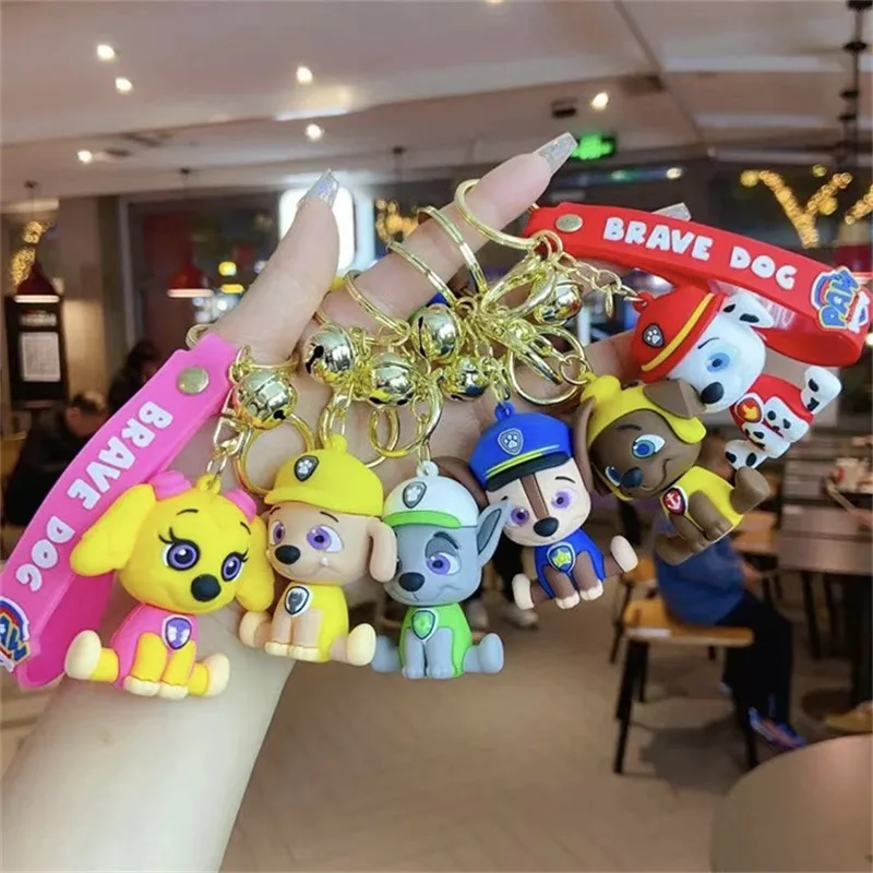 Paw Patrol Keychains Anime Marshall Skye Chase Rubble Keyring Paw Patrol Figure Bag Pendant Kid Birthday Gift