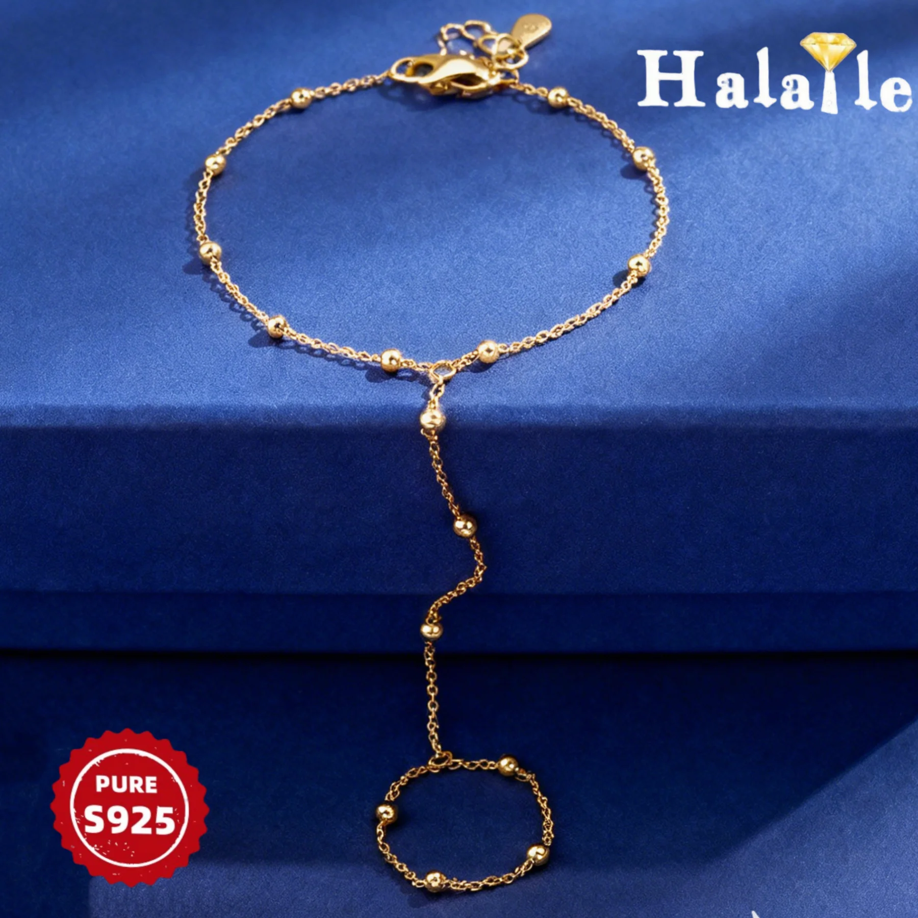 

Halaile S925 Sterling Silver Bead Chain Moissanite Bracelet For Women Light Luxury Sparkling Personalized Jewelry Fashion Gift