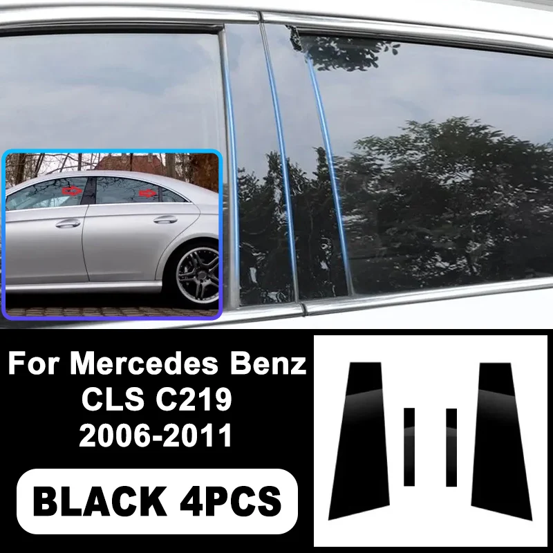

For Mercedes Benz CLS C219 2006-2011 B/C Pillar Stickers - PC Window Decorative Trim for Middle Pillar,Car Exterior Accessories