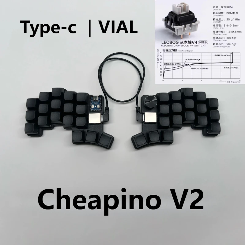 NEW Cheapino V2 Wired Split Keyboard 36keys Portable MX Mechanical Keyboard Ergonomic QMK/Vial Hot Swap Kit Laptop Keyboards