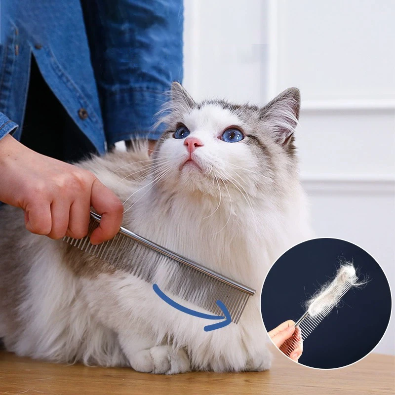 Pet Comb Stainless Steel Row Comb Cat Special Cat Hair Combs Cat Hair Comb To Remove Floating Hairs and Open Knots Dog Clealing