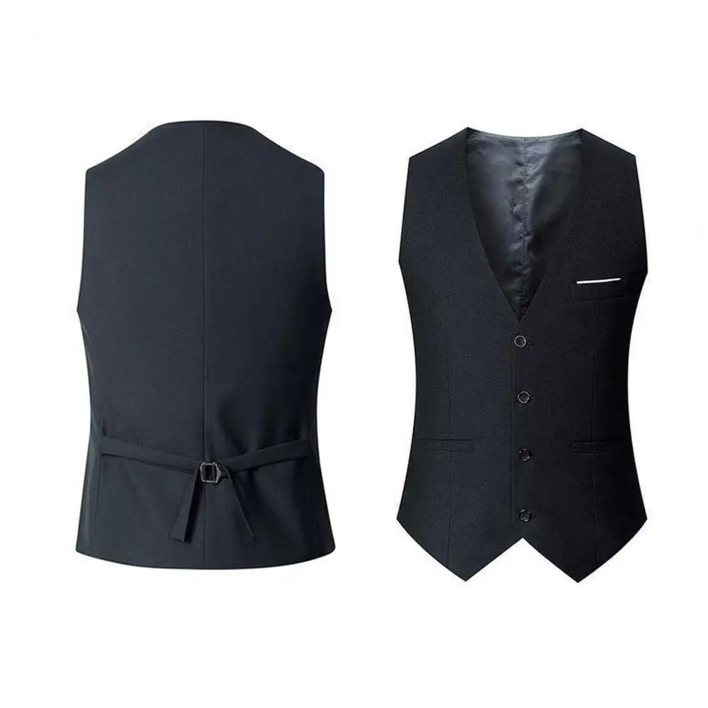 

V Neck Men's Casual Vest Business Lightweight Waistcoat Slim Fit Suit Vest For Summer Wedding Solid Color Formal Dress Waistcoat