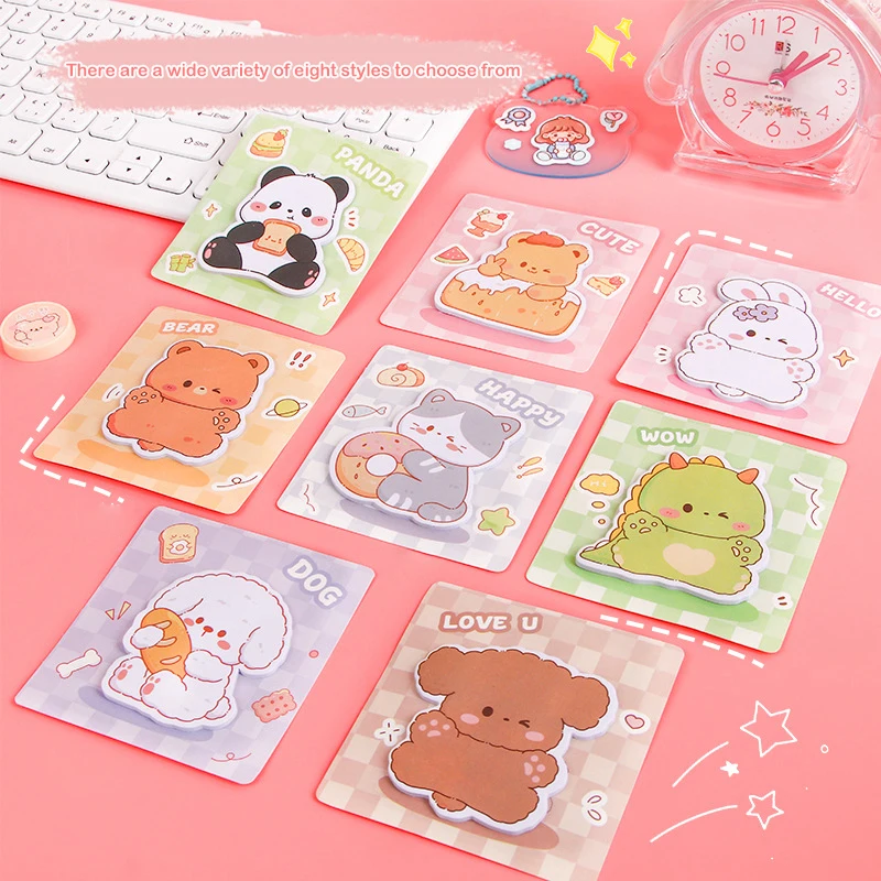 10Pcs/Lot Cute Creative Cartoon Animal Shaped Sticky Tearable Note Book Notes Notepad Memo Pads Children Gifts Office Supplies