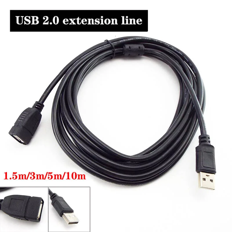 1.5m 3m 5m 10m USB 2.0 Extension Cable Data Male To Female Cable Super Speed Data Extender Cord Wire For PC Laptop Keyboard F1