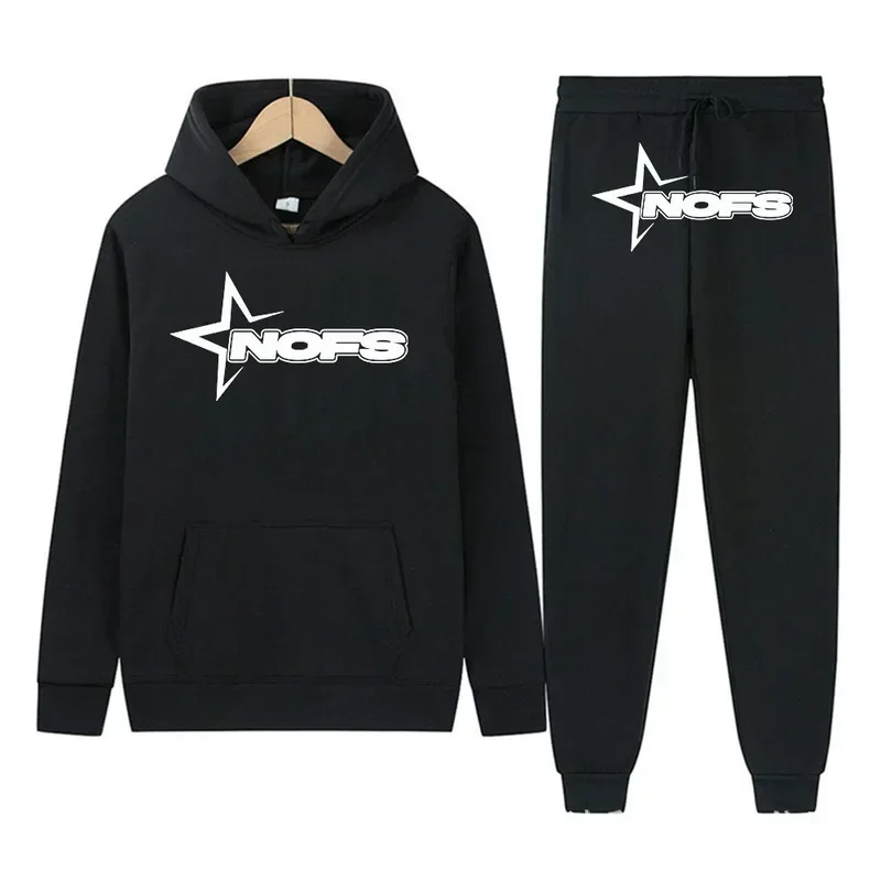 NOFS Printed Men'S Tracksuit Hoodies & Jogger Pants 2 Piece Gym Suits Conjun