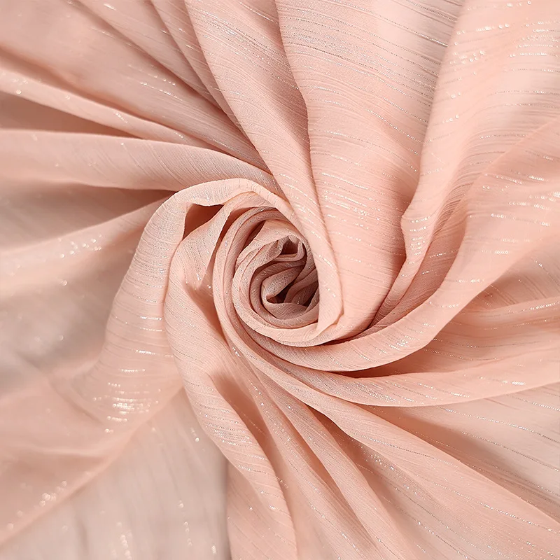 

300*150cm Silver Glitter Wrinkled Hemp Shiny Sheer Crepe Plain Chiffon Thin Fabric Costume Sewing Dress Shirts Clothing DIY