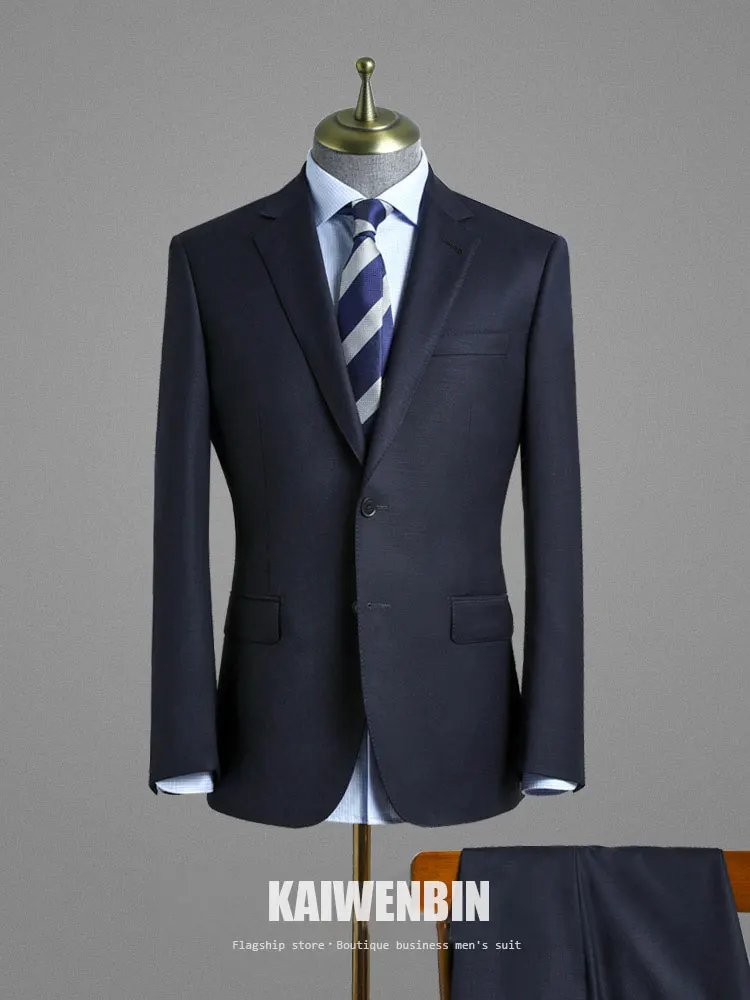 Mes's Suits 100% Wool Pure Half-canvas Single Breasted 2-Pieces Jacket Pants Casual Business Custom Made High Quality Wedding