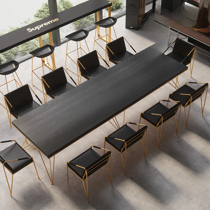 

Meeting room, conference table, long table, large workbench, rectangular solid wood office desk and chair combination, simple