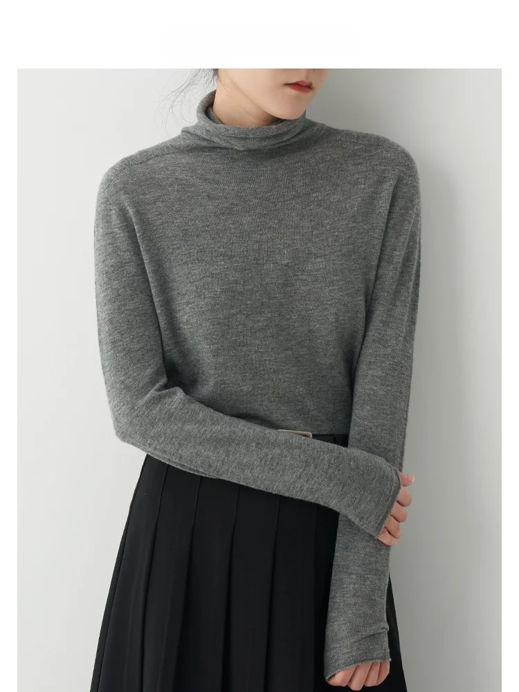 

VDH Studio Sl One-Piece High Ne Women's Knitwear Spring New Sle Warm Cuffed Wool Base Layer Knitted irt