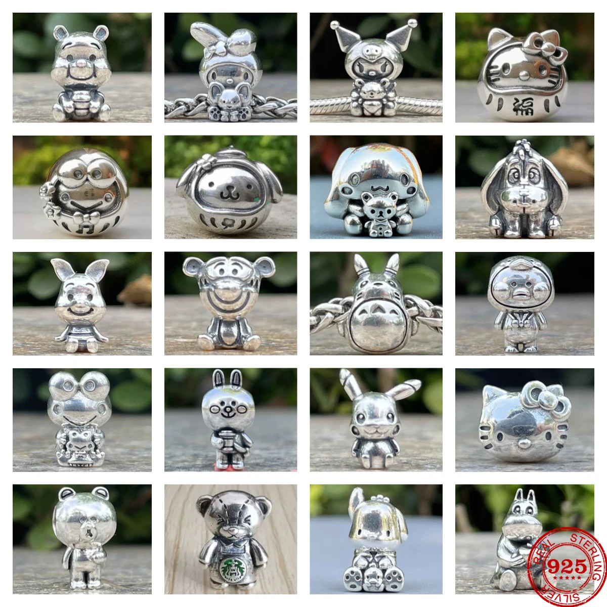 Fine 925 Silver Fit Original Bracelet Europe Cute Cartoon Doll Series Dangle Charm Beads Necklace Pendant Diy Women Jewelry Gift